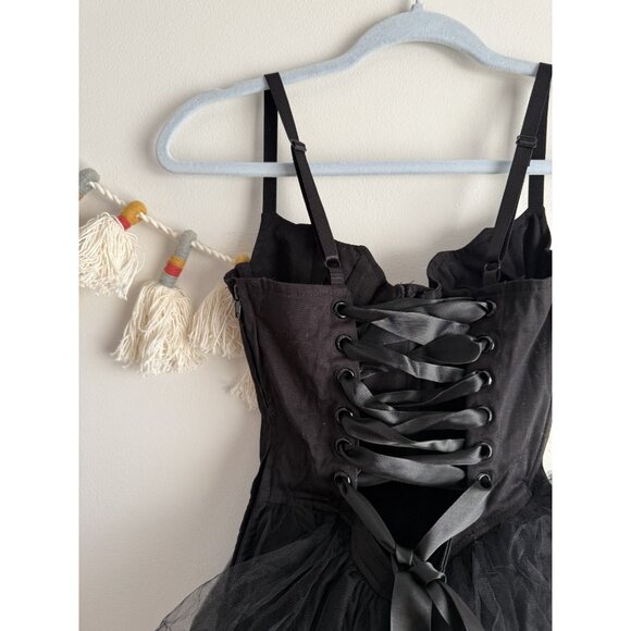 Dolls Kill Widow Corset Fleeting Optimism Black Dress Goth Fairy Grunge Goth XXS - Picture 11 of 12